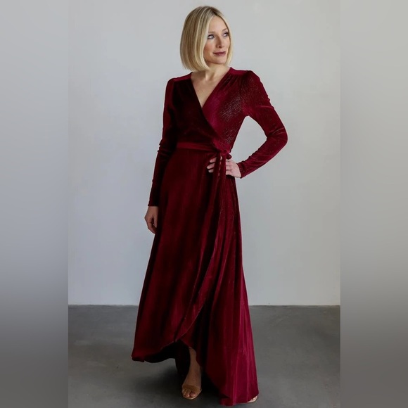 Baltic Born Serena Shimmer Velvet Wrap Dress | Forest - Picture 5 of 5